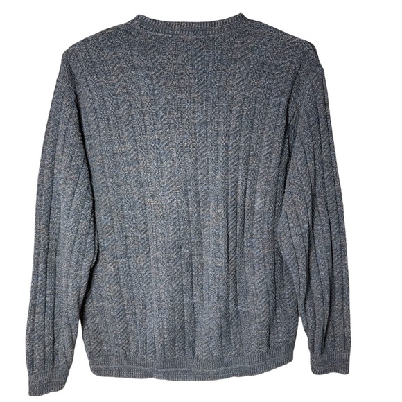80s Bill Blass Men’s XL Sweater Blue Gray Textured Rib Knit Pullover - Picture 2 of 7
